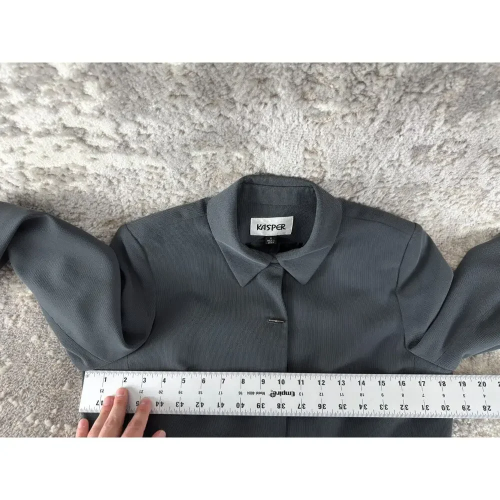 Kasper‎ Size 4 Career Blazer Jacket Black Chains Long Sleeve Collar Lined